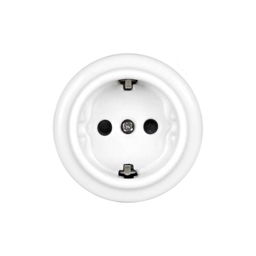 Elhard - Ceramic Retro SCHUKO 230V Household Socket White