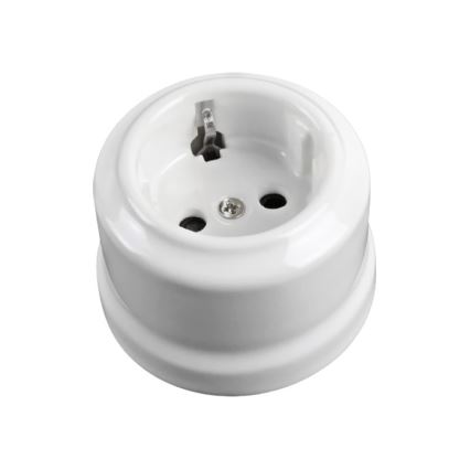 Elhard - Ceramic Retro SCHUKO 230V Household Socket White