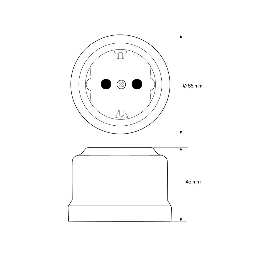 Elhard - Ceramic Retro SCHUKO 230V Household Socket White