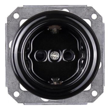 Elhard - Ceramic Retro SCHUKO Household Socket, Frameless, 230 V, Black