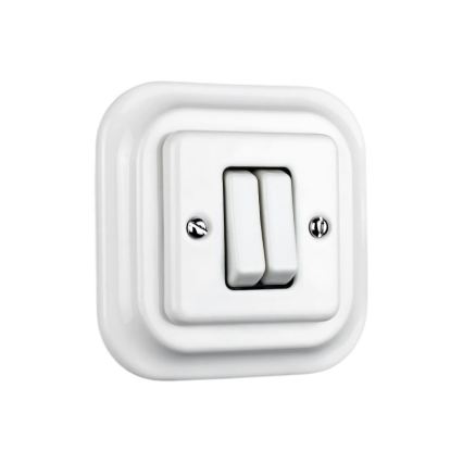 Elhard - Ceramic Retro Series Switch with Frame No. 5, White
