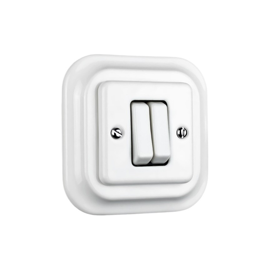Elhard - Ceramic Retro Series Switch with Frame No. 5, White