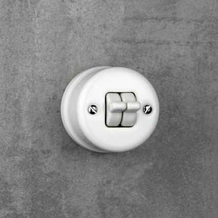 Elhard - Ceramic retro series switch with toggle No. 5, white