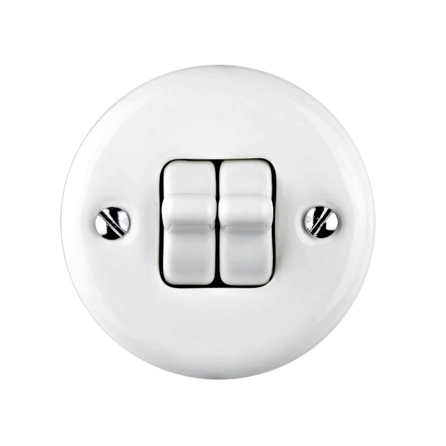 Elhard - Ceramic retro series switch with toggle No. 5, white