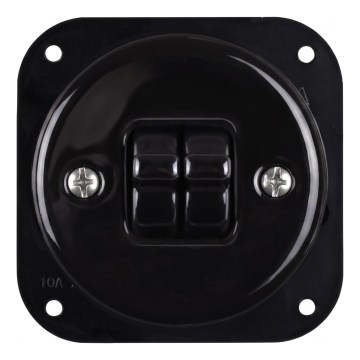 Elhard - Ceramic retro series toggle switch with lever, frameless No. 5, black