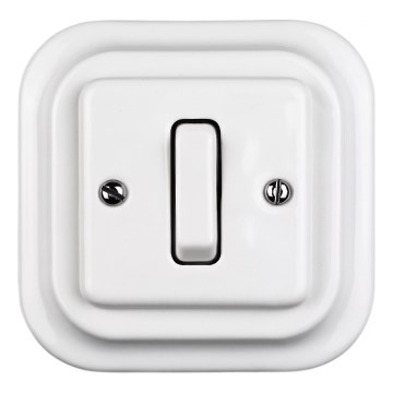 Elhard - Ceramic retro single button with frame No. 1/0, white