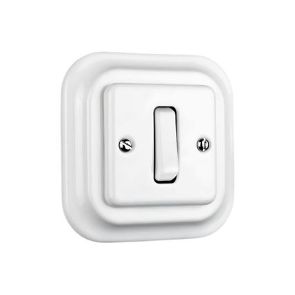 Elhard - Ceramic retro single button with frame No. 1/0, white