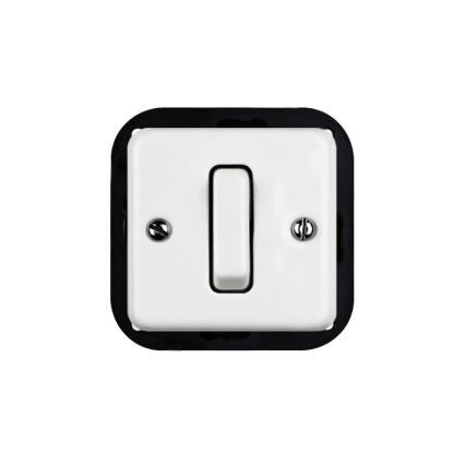 Elhard - Ceramic retro single button with frame No. 1/0, white