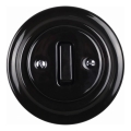 Elhard - Ceramic retro single light switch with frame No. 1, black