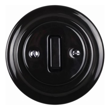 Elhard - Ceramic retro single light switch with frame No. 1, black
