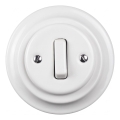 Elhard - Ceramic retro single-pole switch with frame č. 1, white
