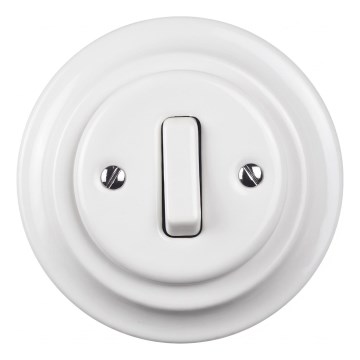 Elhard - Ceramic retro single-pole switch with frame č. 1, white