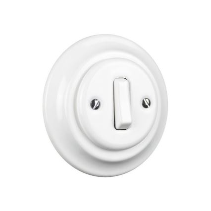 Elhard - Ceramic retro single-pole switch with frame č. 1, white
