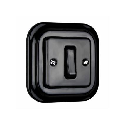 Elhard - Ceramic Retro Single-Pole Switch with Frame No. 1, Black