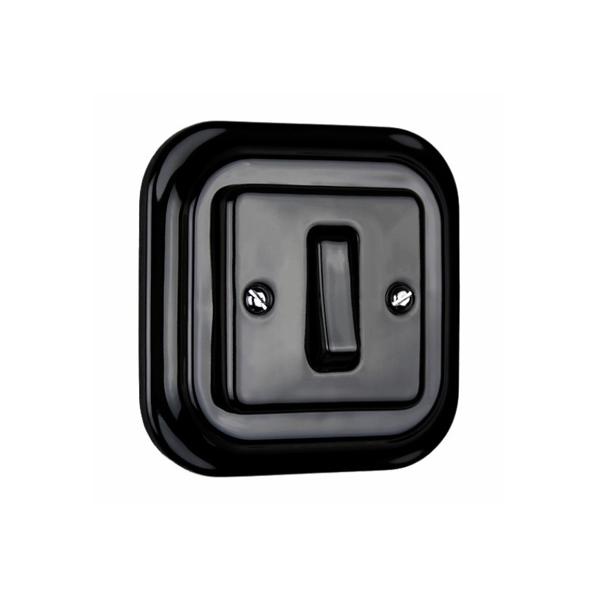 Elhard - Ceramic Retro Single-Pole Switch with Frame No. 1, Black