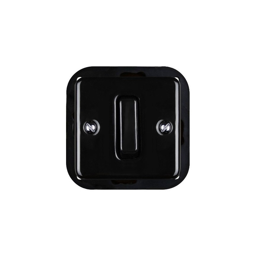 Elhard - Ceramic Retro Single-Pole Switch with Frame No. 1, Black