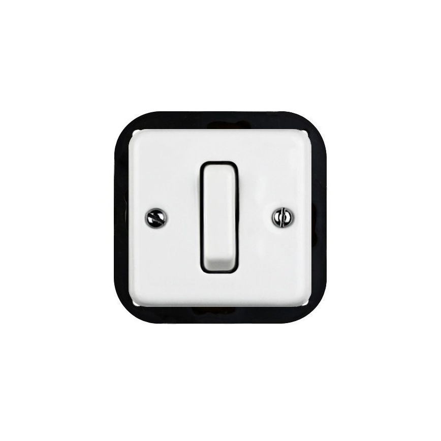 Elhard - Ceramic Retro Single-Pole Switch with Frame No. 1, White