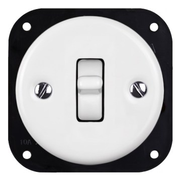 Elhard - Ceramic Retro Single-Pole Toggle Switch with Lever, Frameless, No. 1, White