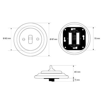 Elhard - Ceramic Retro Single-Pole Toggle Switch with Lever, Frameless, No. 1, White