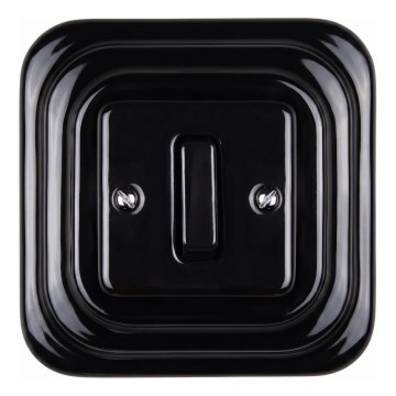 Elhard - Ceramic retro single push-button with frame č. 1/0 black