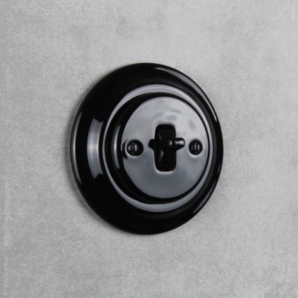 Elhard - Ceramic Retro Single Rocker Switch, Frameless, No. 1, Black