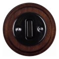 Elhard - Ceramic retro single switch with frame No. 1, black/dark wood