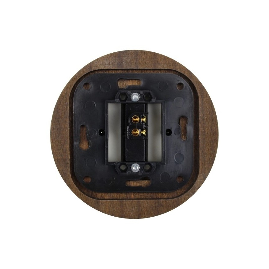 Elhard - Ceramic retro single switch with frame No. 1, black/dark wood