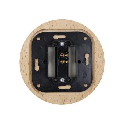 Elhard - Ceramic retro single switch with frame No. 1 white/light wood