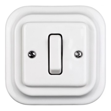 Elhard - Ceramic Retro Staircase Light Switch with Frame No. 6, White