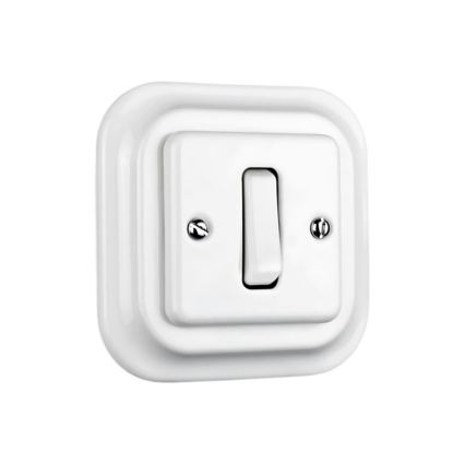 Elhard - Ceramic Retro Staircase Light Switch with Frame No. 6, White