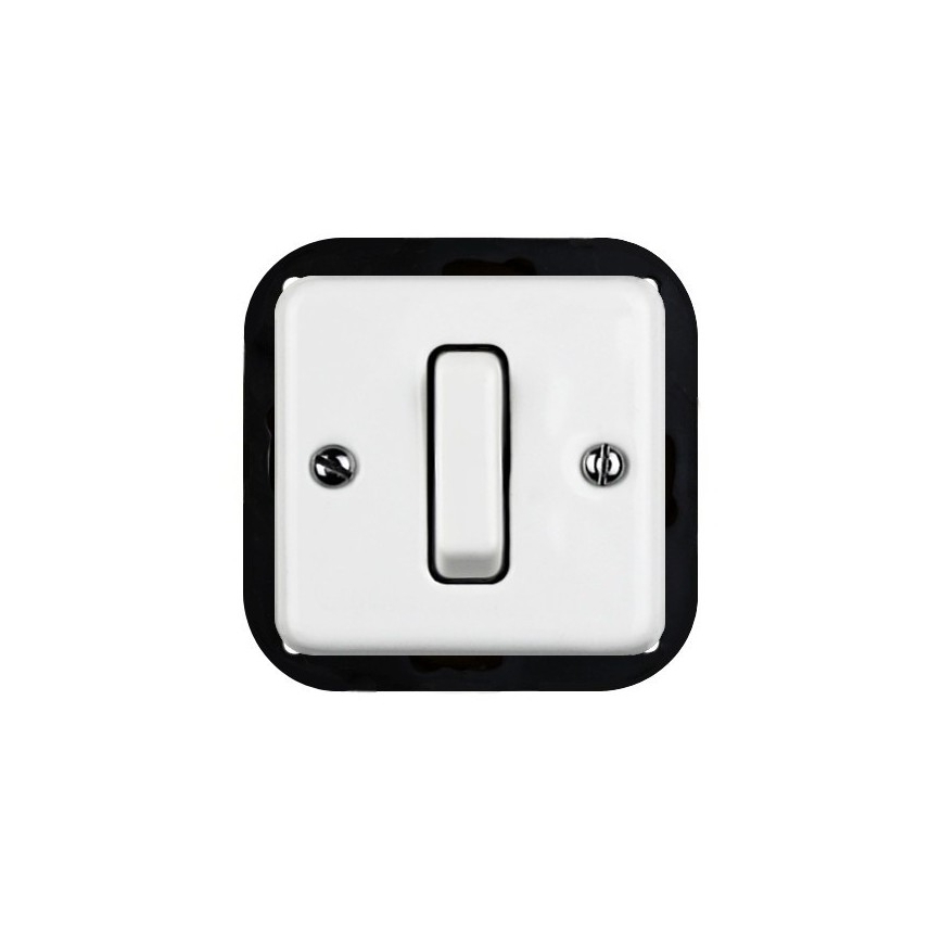 Elhard - Ceramic Retro Staircase Light Switch with Frame No. 6, White