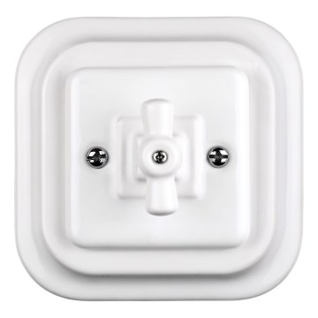 Elhard - Ceramic Retro Staircase Rotary Switch with Frame No. 6, White