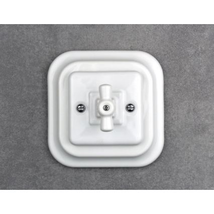 Elhard - Ceramic Retro Staircase Rotary Switch with Frame No. 6, White