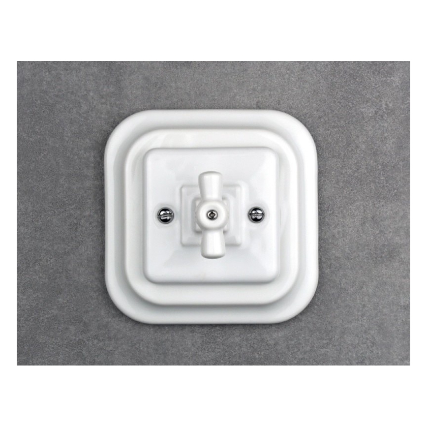Elhard - Ceramic Retro Staircase Rotary Switch with Frame No. 6, White