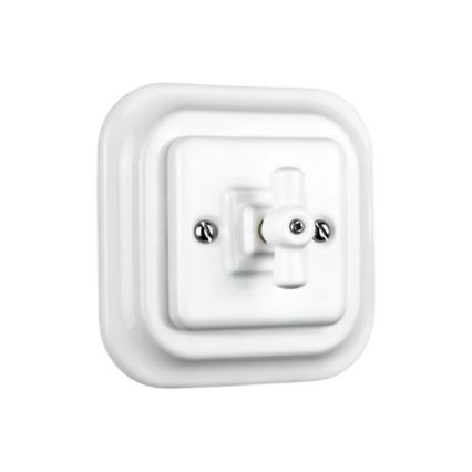 Elhard - Ceramic Retro Staircase Rotary Switch with Frame No. 6, White