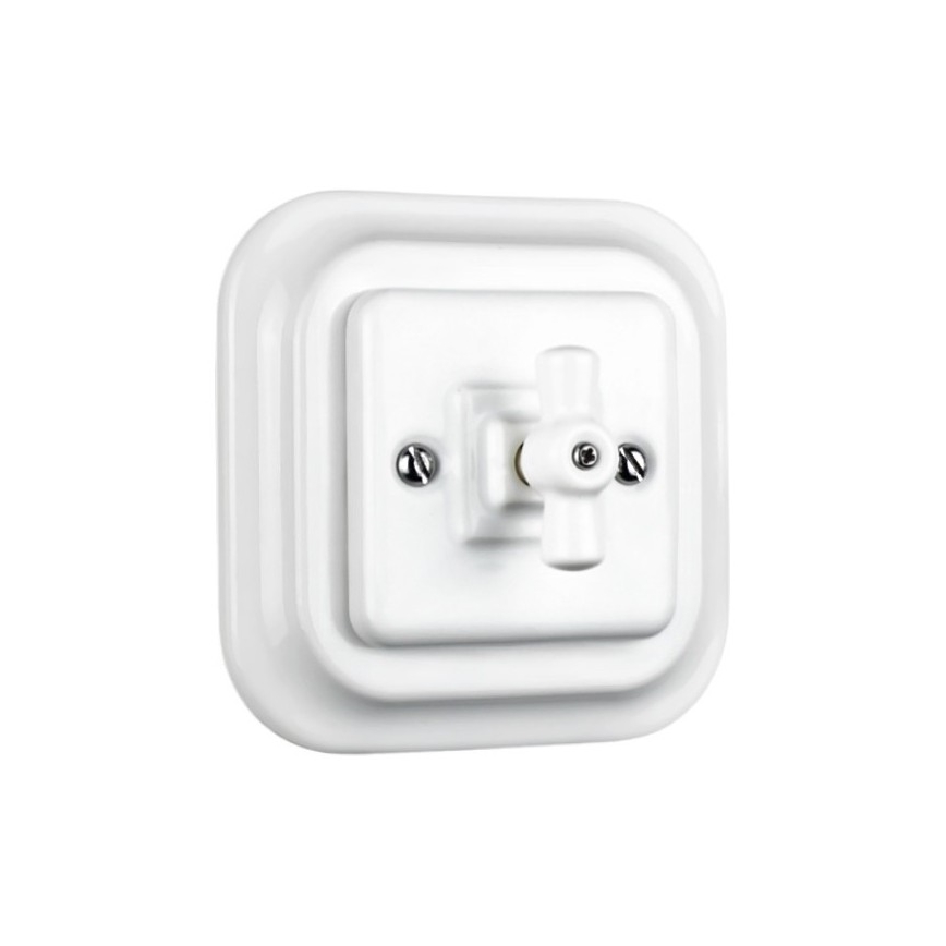 Elhard - Ceramic Retro Staircase Rotary Switch with Frame No. 6, White