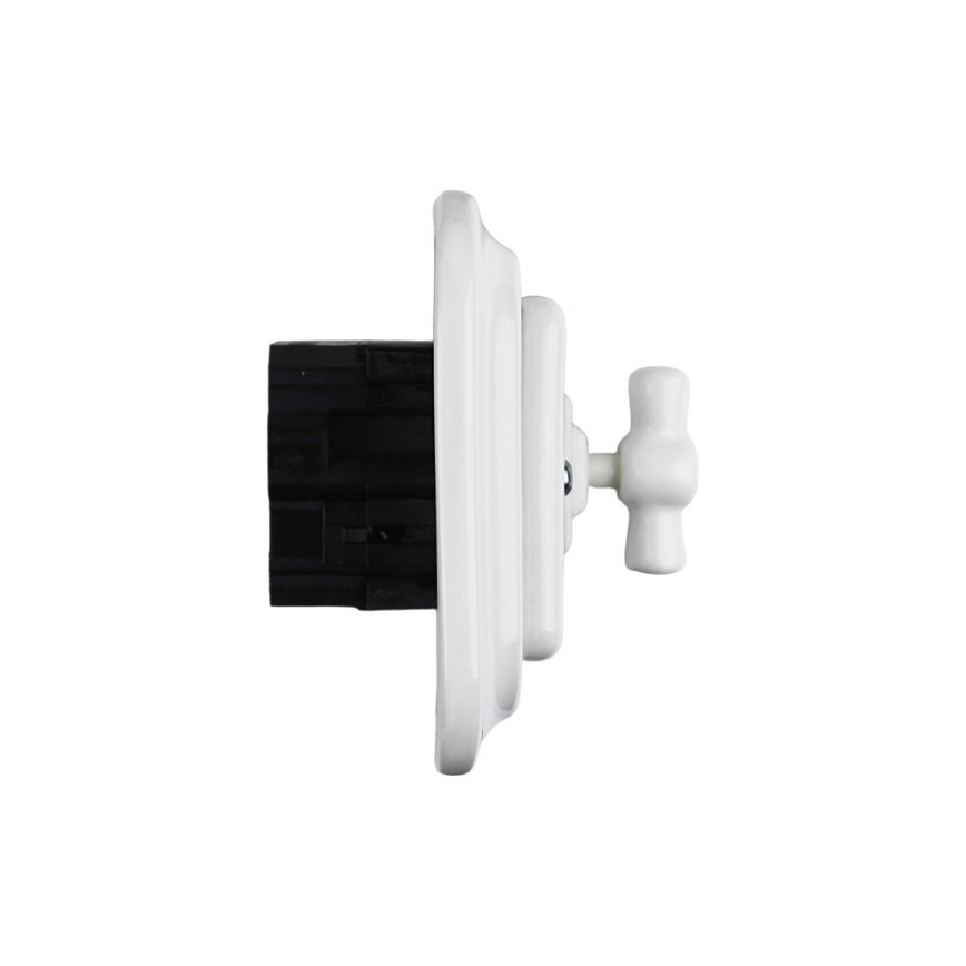 Elhard - Ceramic Retro Staircase Rotary Switch with Frame No. 6, White