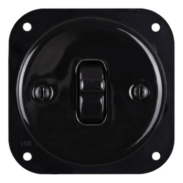 Elhard - Ceramic Retro Staircase Toggle Switch with Lever, Frameless, No. 6, Black