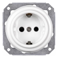 Elhard - Ceramic Retro-Style Frameless SCHUKO Wall Socket 230V, White