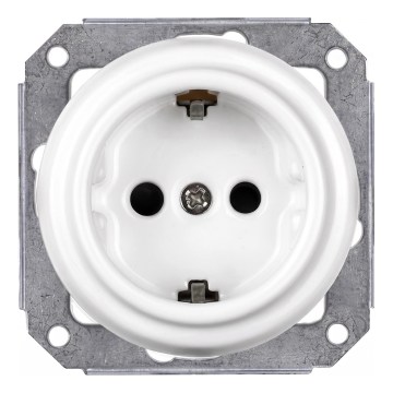 Elhard - Ceramic Retro-Style Frameless SCHUKO Wall Socket 230V, White