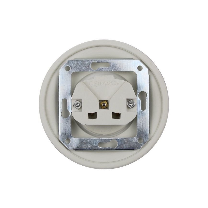 Elhard - Ceramic Retro-Style Frameless SCHUKO Wall Socket 230V, White