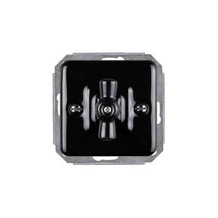 Elhard - Ceramic retro-style rotary four-way switch with frame No. 7, black