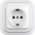 Elhard - Ceramic Retro-Style Schuko Wall Socket with Frame, 230V, White