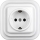 Elhard - Ceramic Retro-Style Schuko Wall Socket with Frame, 230V, White