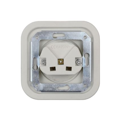Elhard - Ceramic Retro-Style Schuko Wall Socket with Frame, 230V, White