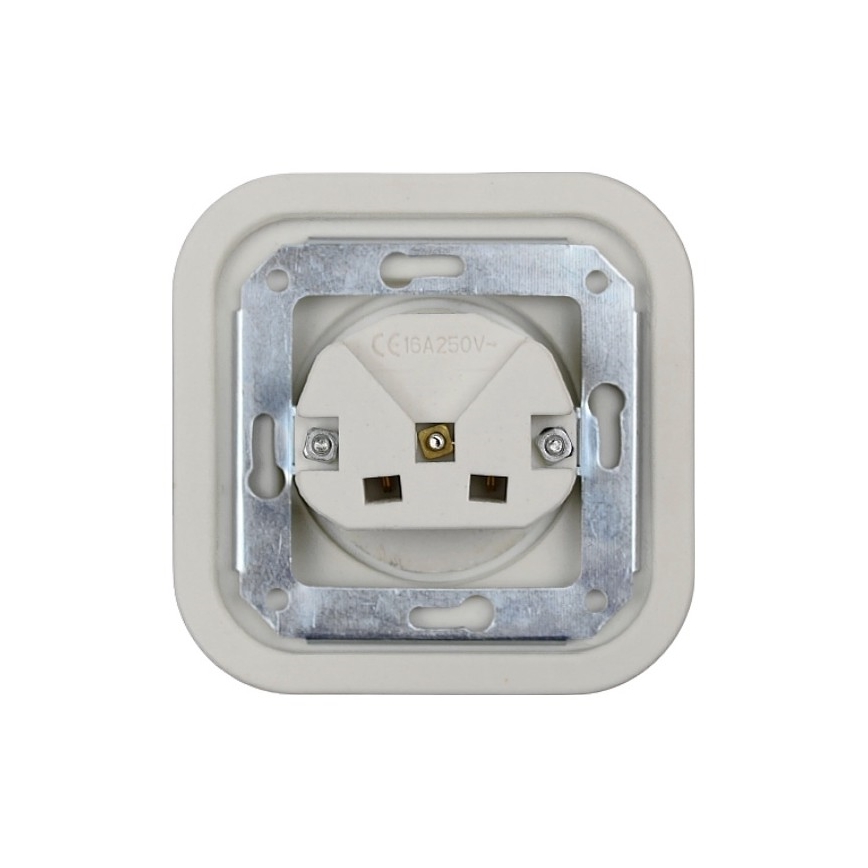 Elhard - Ceramic Retro-Style Schuko Wall Socket with Frame, 230V, White