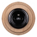 Elhard - Ceramic retro-style wall socket with frame 230V black/light wood