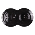 Elhard - Ceramic retro switch No. 1 and 230V socket with frame, black