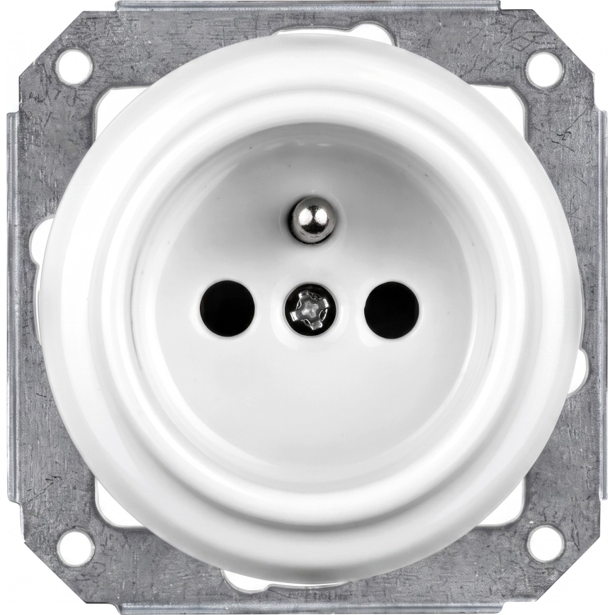 Elhard - Ceramic retro switch No. 1 and 230V socket with frame, white