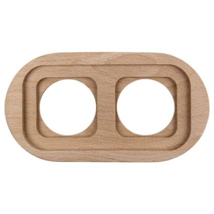 Elhard - Ceramic retro switch č. 1 and 230V socket with white/light wood frame